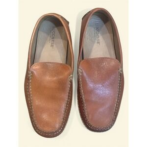 Lucchese Bootmaker Mens Tan Leather Driving Loafers 53001 Size 8 M Brazil